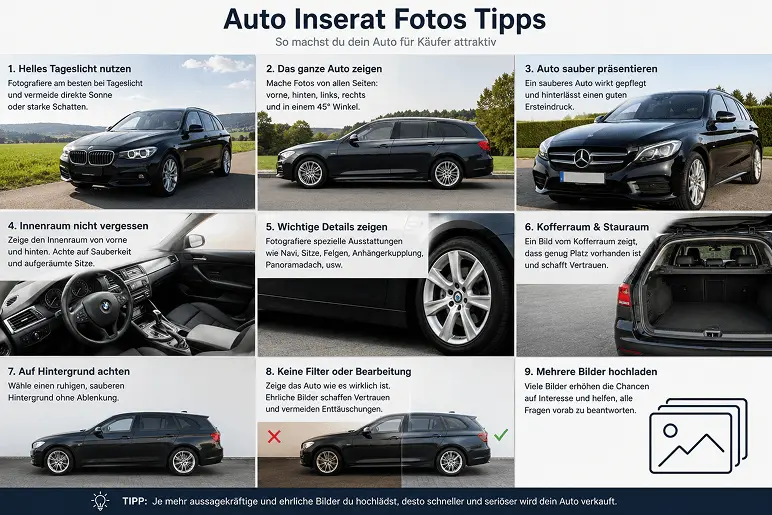 Auto Inserat Fotos Tipps: 8 Bilder, die Käufer wirklich sehen wollen