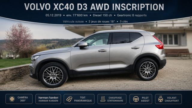 Volvo XC40 D3 AWD Inscription – 4x4 automatique